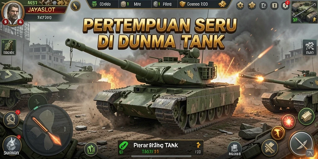 Tampilan antarmuka pertempuran tank yang mengesankan.