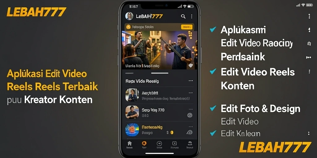 Tampilan antarmuka LEBAH777 saat mengedit Video Reels.