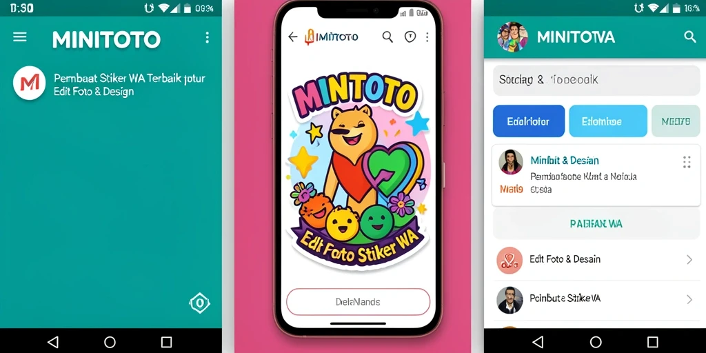 Tampilan antarmuka aplikasi MINITOTO untuk Pembuat Stiker WA yang menarik dan interaktif.
