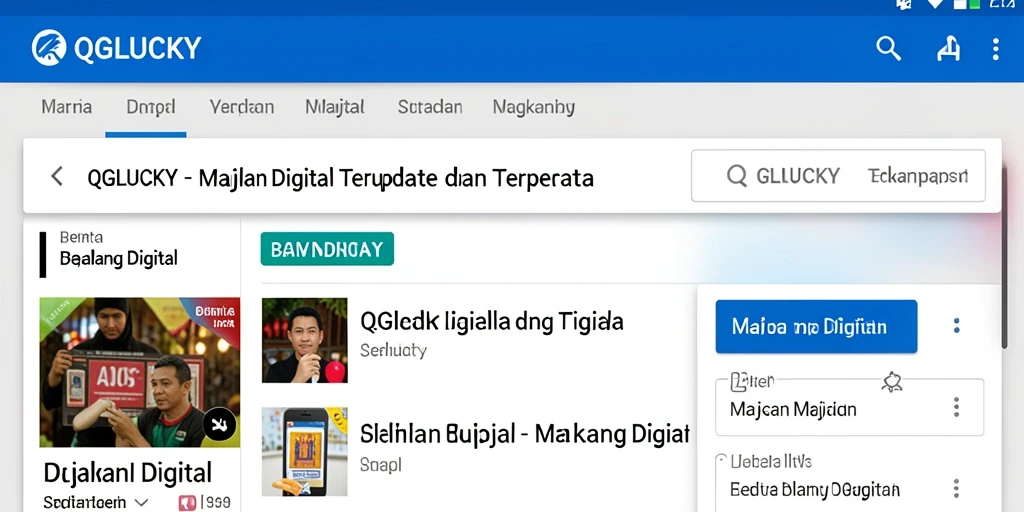Screenshot aplikasi QGLUCKY menampilkan antarmuka Majalah Digital yang informatif dan menarik.
