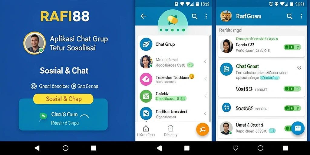 Antarmuka aplikasi RAFI88 menampilkan fitur Chat Grup yang intuitif dan menarik.